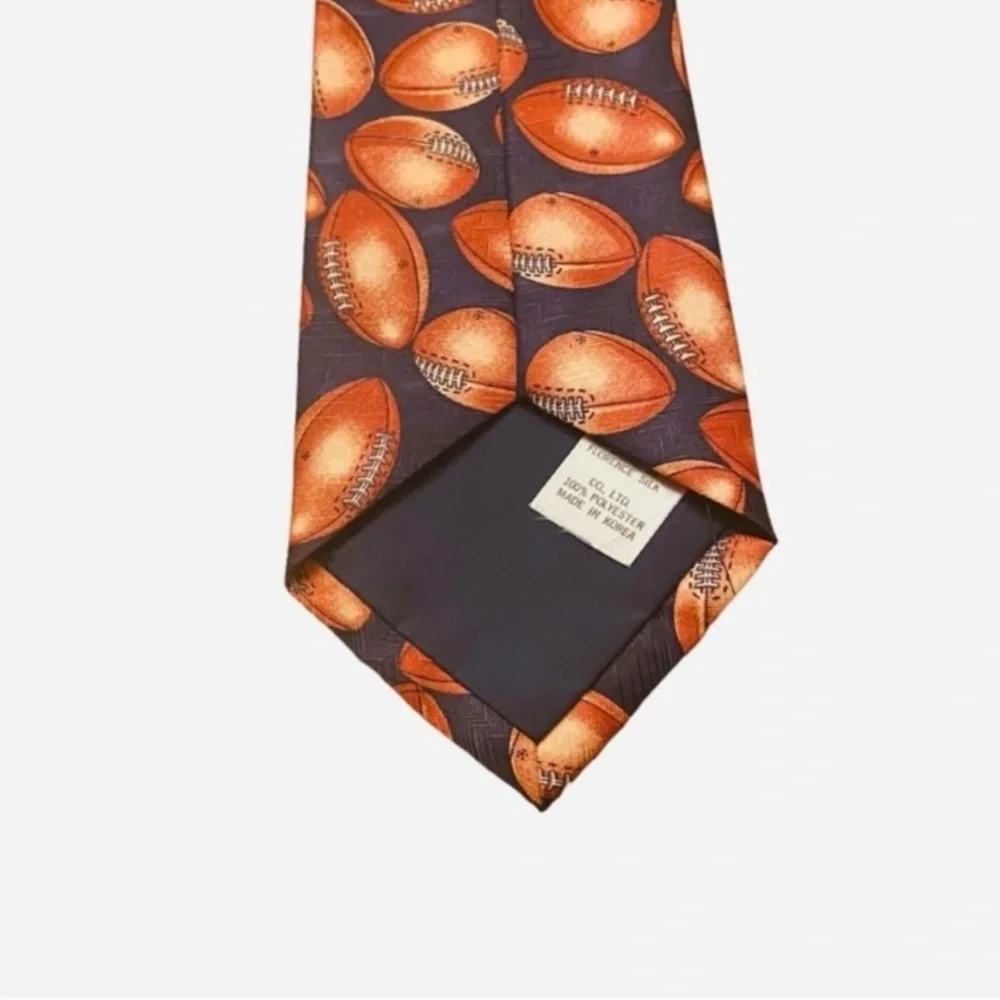 Florence Men's Novelty Football Pattern Necktie Blue Brown Sports Fan Coach Gift